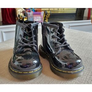Dr. AirWair Martens | Shiny Black Lace Up/Zip Up Toddler Boots | Size 5